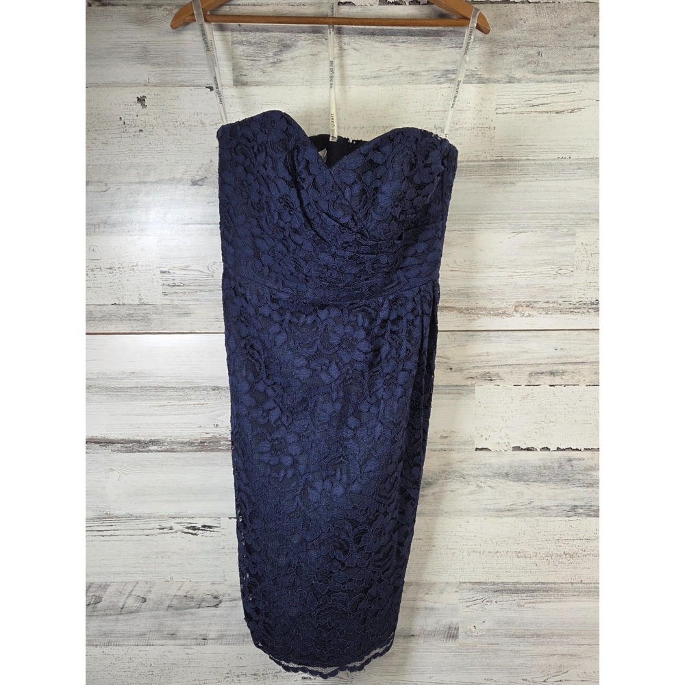 David's Bridal Navy Blue Lace Dress Size 6 Spaghetti Strap Cocktail Formal